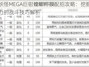 口袋妖怪MEGA巨钳螳螂终极配招攻略：挖掘其强大潜力的战斗技巧解析