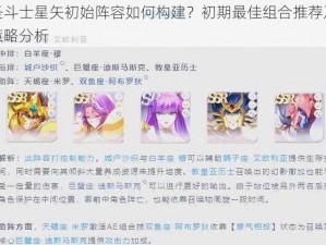 圣斗士星矢初始阵容如何构建？初期最佳组合推荐及策略分析