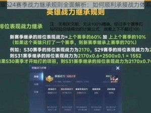 王者荣耀S24赛季战力继承规则全面解析：如何顺利承接战力体系新变革