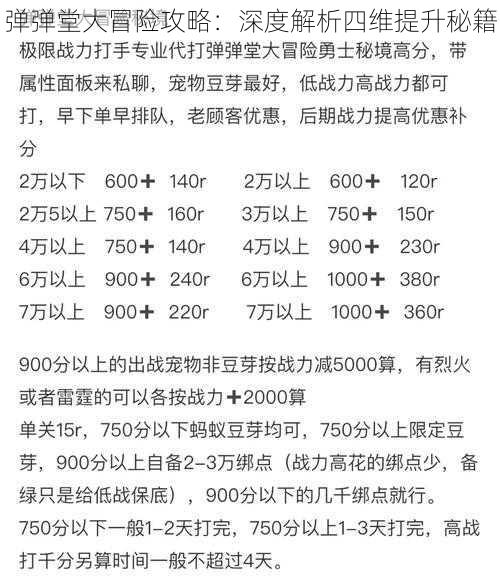 弹弹堂大冒险攻略：深度解析四维提升秘籍