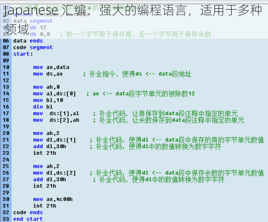 Japanese 汇编：强大的编程语言，适用于多种领域