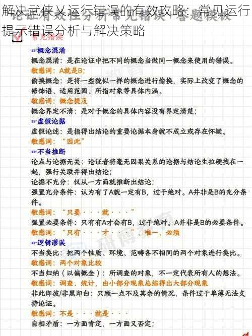 解决武侠乂运行错误的有效攻略：常见运行提示错误分析与解决策略