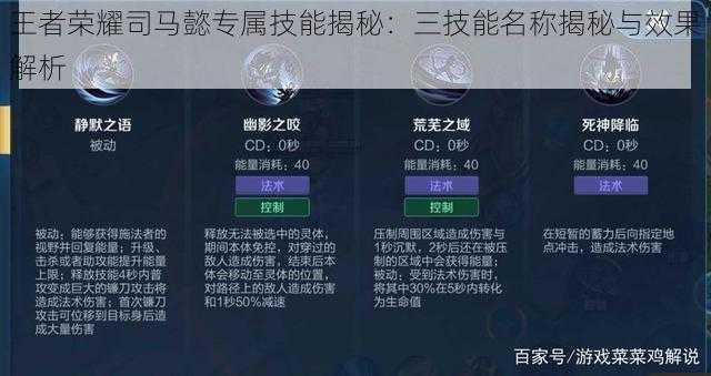 王者荣耀司马懿专属技能揭秘：三技能名称揭秘与效果解析