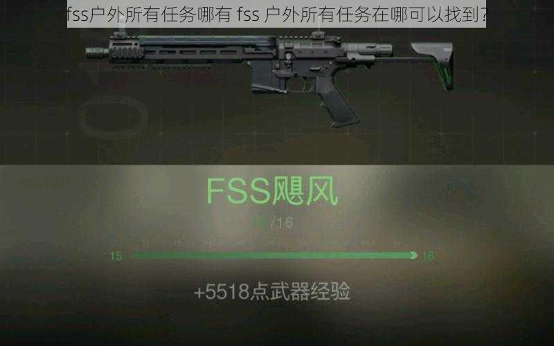 fss户外所有任务哪有 fss 户外所有任务在哪可以找到？