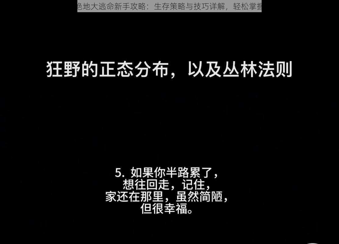 丛林法则绝地大逃命新手攻略：生存策略与技巧详解，轻松掌握游戏节奏