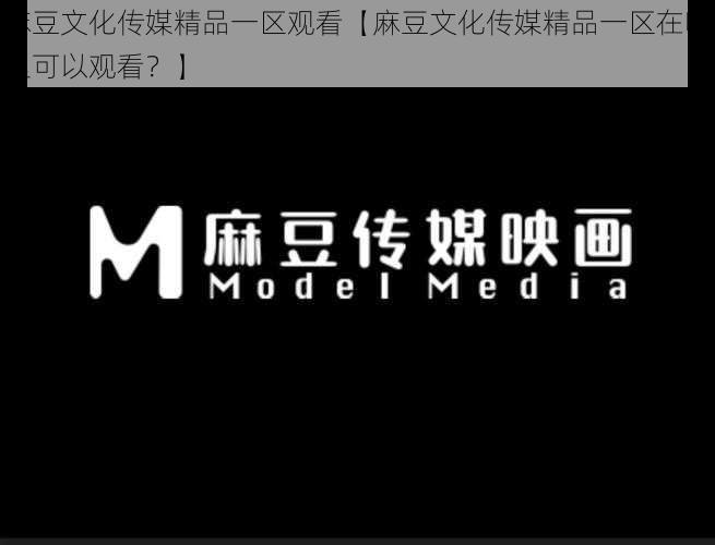 麻豆文化传媒精品一区观看【麻豆文化传媒精品一区在哪里可以观看？】