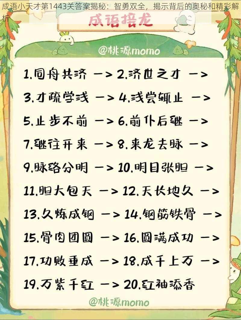 成语小天才第1443关答案揭秘：智勇双全，揭示背后的奥秘和精彩解析