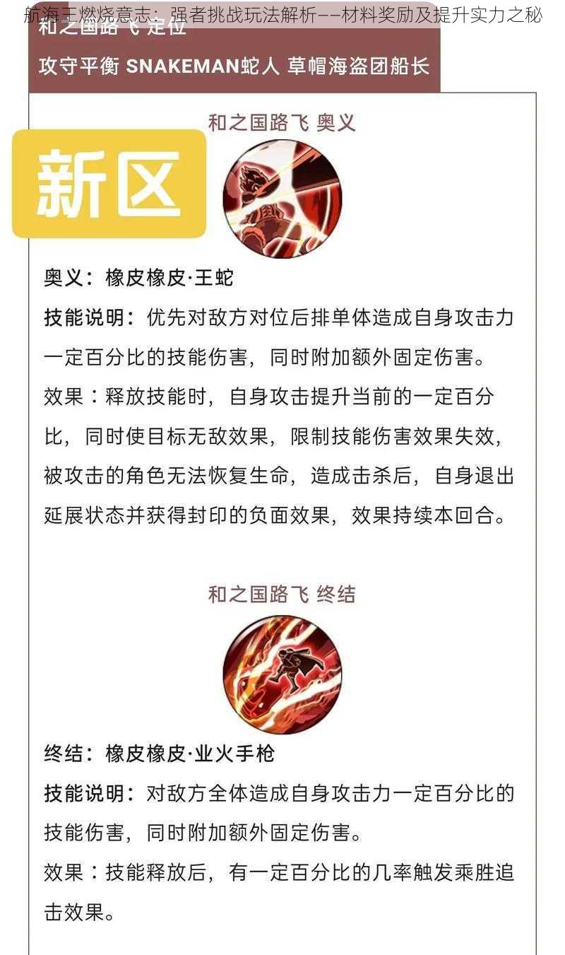 航海王燃烧意志：强者挑战玩法解析——材料奖励及提升实力之秘