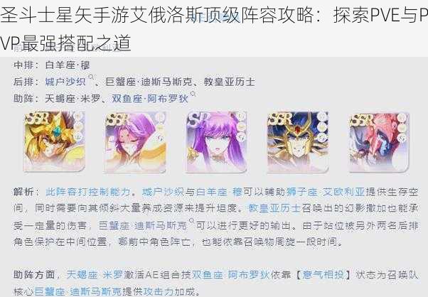 圣斗士星矢手游艾俄洛斯顶级阵容攻略：探索PVE与PVP最强搭配之道